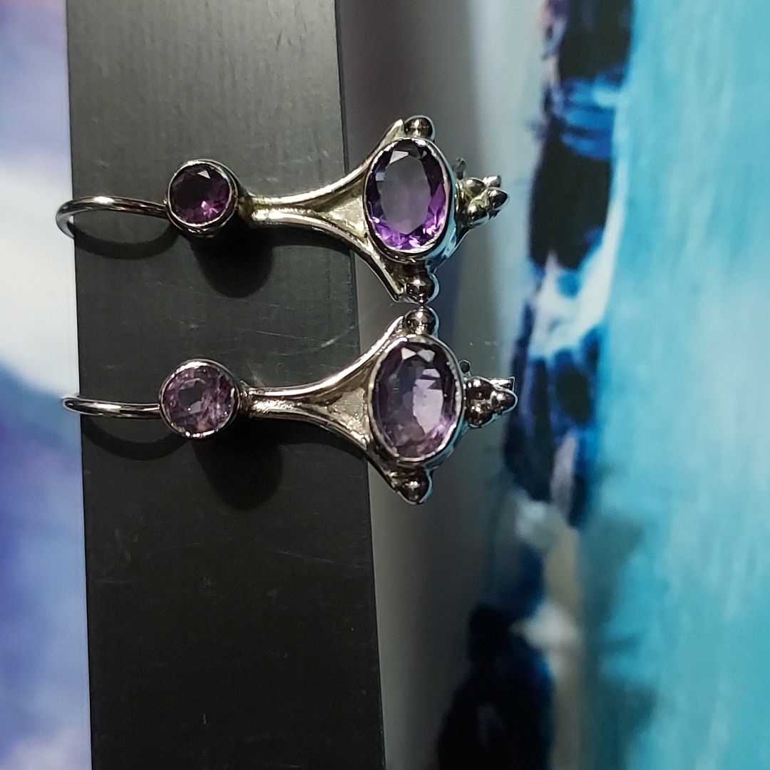 925 Amethyst Earrings Vintage 75$